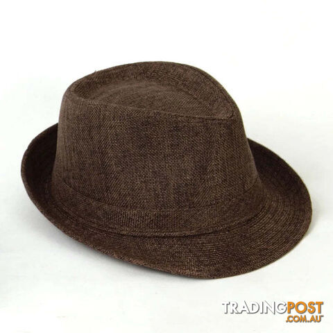 Afterpay Zippay 04 / AdultMen's Fedora Jazz Cotton Linen Solid Color Hat Summer Retro Bowler Hats Unisex Outdoor Chapeau Bowler Hats Beach Cap