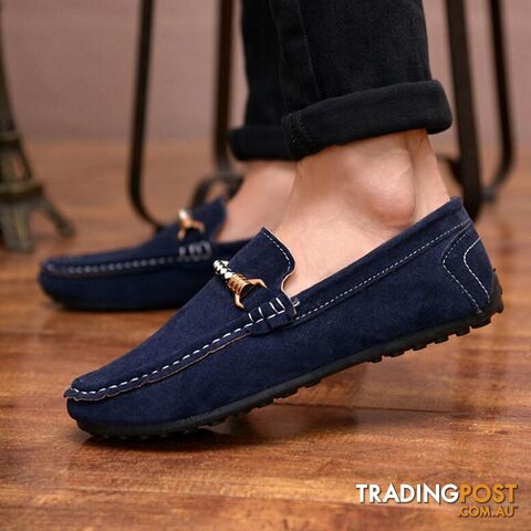 Afterpay Zippay blue / 6.5Men Casual Shoes Fashion Leather Loafers Moccasins Slip On Flats Male suede Shoes Spring autumn style
