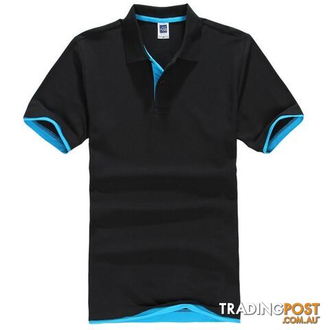  Black lake blue / LMen's Polo Shirt For Men Design Polos Men Cotton Short Sleeve shirt polo jerseys sports golf tennis