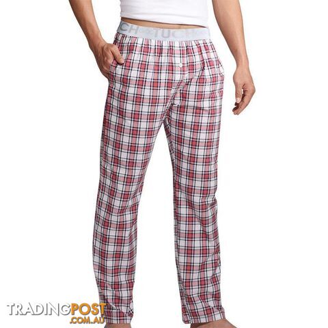  WHITE / XLMen's Sleep Bottoms Pajama Pants Men Underwear Trousers Plaid Mens Lounge Pants