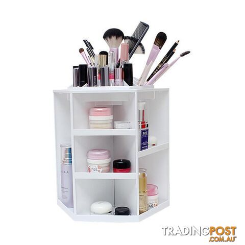  WhiteFashion 360-degree Rotating Makeup Organizer Box Brush Holder Jewelry Organizer Case Jewelry Makeup Cosmetic Storage Box