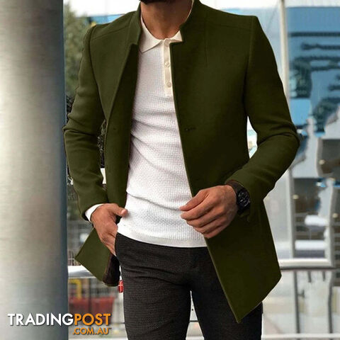 Afterpay Zippay army green / XLMen's casual suits solid color slim woolen coats men's clothing