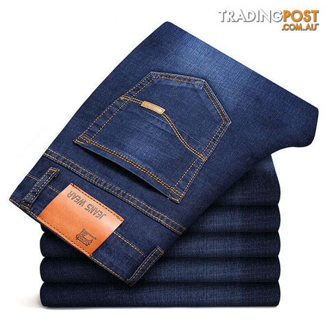 Afterpay Zippay Dark blue / 29Classic Men's Large Size Jeans Fashion Business Casual Stretch Slim Black Blue Men's Brand Pants