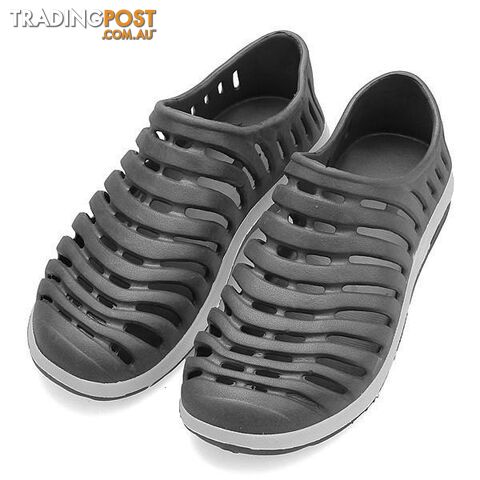 Gray / 9Garden Flat With Shoes Fashion Summer Mens Lightweight Hollow Slip On Breathable Bathroom Mules Clogs Sandal Slippers
