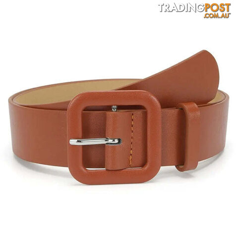 Afterpay Zippay camelWomen Luxury Design Candy Color Casual Thin Waist Strap Square Buckle Waistband Trouser Dress Belts Leather Belt