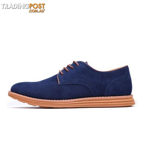  Blue / 11Breathable Men Oxford Shoes Casual Suede Leather Shoes Men Flats Green Gray Brown