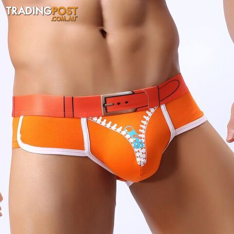 Afterpay Zippay Orange / MCotton Mens Underwear Boxers Solid Underwear Men Boxer Ice Breathable Transparent Underwear Men Pouch Zipper Print SML