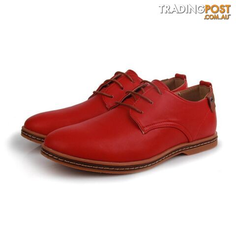 Afterpay Zippay Red / 8Leather Casual Men Shoes Fashion Men Flats Round Toe Comfortable Office Men Dress Shoes