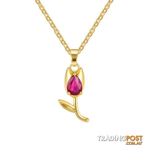 Afterpay Zippay PNB-223GR / Chain 45cmCharms Crystal Tulip Flower Pendant Necklace Minimalist Anniversary Girlfriend Women Female Gifts