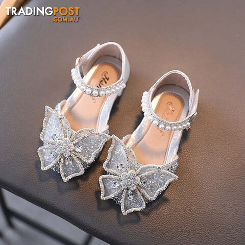 Afterpay Zippay SHS104Silver / CN 22 insole 13.8cmSummer Girls Sandals Fashion Sequins Rhinestone Bow Girls Princess Shoes Baby Girl Shoes Flat Heel Sandals