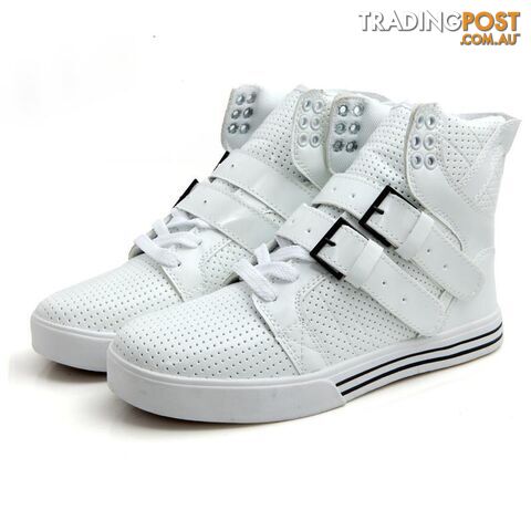 Afterpay Zippay white / 7Patent PU Leather Men Fashion Shoes Spring Autumn Summer Ankle Boots Shoes Men High Top Men Boots Flats Shoes