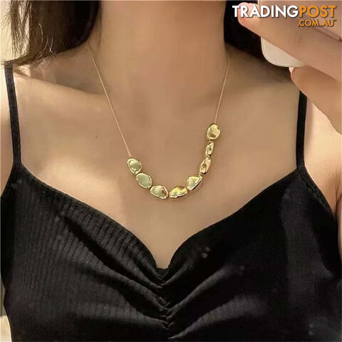 Afterpay Zippay NES-0740-4Vintage Silver-plate Geometric Chain Artificial Pearl Necklace For Women Female Fashion Boho Y2K Girl Jewelry Gift