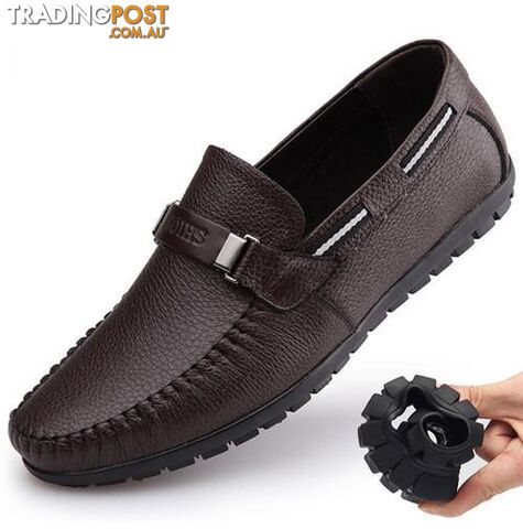 Afterpay Zippay Brown / 5.5Design Real Leather Men Flats Genuine Leather Men Boat Shoes,Fashion Men Moccasins Shoes Chaussure Homme Soft Men Shoes