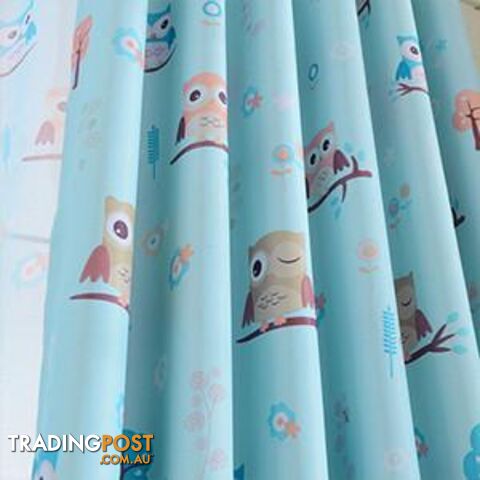  Blue curtain / Custom Made / 4 Tape for Hooks2015 cartoon owl shade blinds finished window blackout curtains for children kids bedroom windows treatments fabric