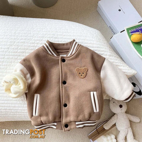  Chocolate / 12-18M 80Toddler Infant Baby Boys Girls Clothes Cute Fleece Winter Warm Baby Jacket Casual Baseball Uniform Outerwear Kids Coat