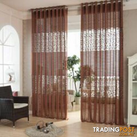  Brown / Custom made / 1 Tab TopStrip Modern Luxury Window Curtains for Living Room Kitchen Sheer Curtain Panels Window Treatments