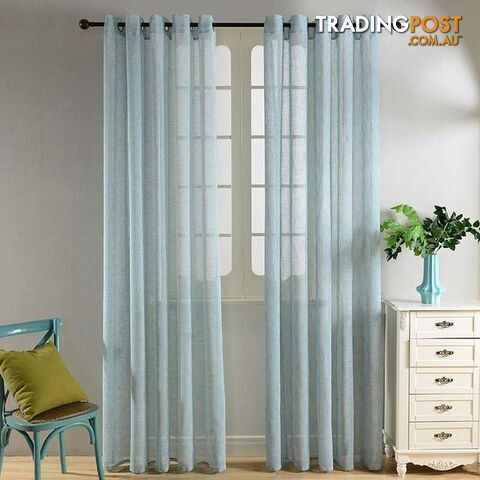  Blue / W500 x H250cm / 5 Pull Pleated TapeTop Finel Solid Faux Linen Sheer Curtains for Living Room Bedroom Yarn Curtains Tulle for Window Kitchen Home Voile Curtains