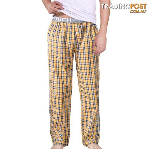  YELLOW / XXXLMen's Sleep Bottoms Pajama Pants Men Underwear Trousers Plaid Mens Lounge Pants