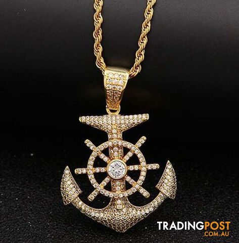 Afterpay Zippay A6690-GoldAnchor Pendant Necklace Men Women Creative Design Religious Power Amulets Jewelry Accessories