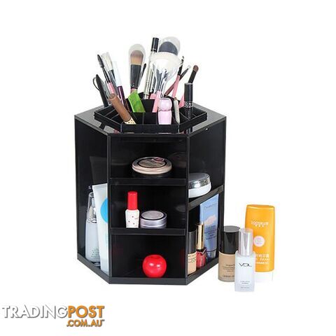  BlackFashion 360-degree Rotating Makeup Organizer Box Brush Holder Jewelry Organizer Case Jewelry Makeup Cosmetic Storage Box