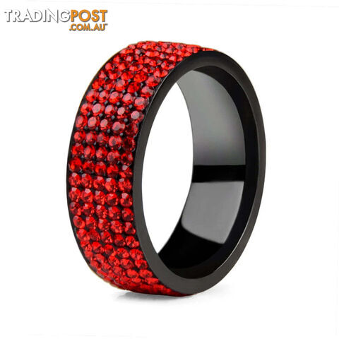 Afterpay Zippay Red crystal / 10Punk Rock Stainless Steel Black Ring Men Crystal Ring For Women Wedding Ring Jewelry