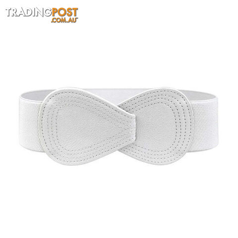 Afterpay Zippay WHITE / 70cmWomens elastic waistband daily commuting dress decoration waist