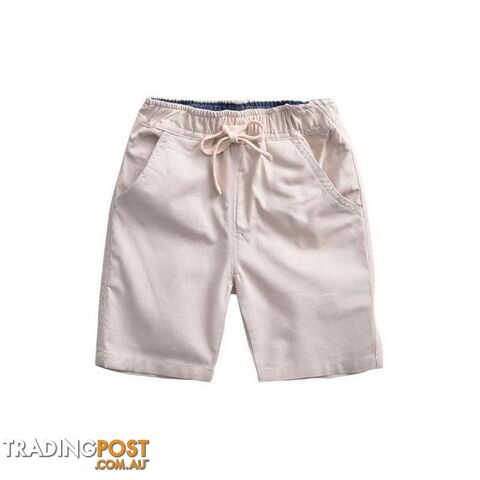  Beige / 8Boys Summer Solid Flax Sport Shorts Kids Cotton Beach Shorts Children Casual Trouser Infantil , LC172