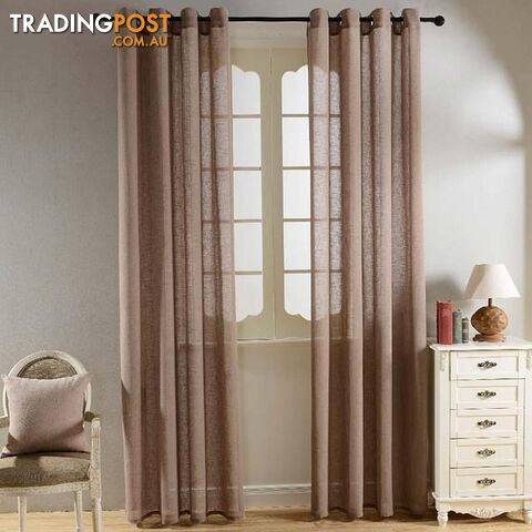  Brown / W500 x H250cm / 5 Pull Pleated TapeTop Finel Solid Faux Linen Sheer Curtains for Living Room Bedroom Yarn Curtains Tulle for Window Kitchen Home Voile Curtains