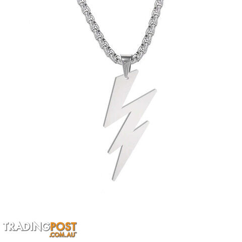 Afterpay Zippay B 60cm / 45-50cmSteel Lightning Pendent Necklace for Men Women Powerful Chain Necklaces Punk Couple Jewelry Gifts for Friend