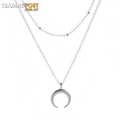 Afterpay Zippay SilverAlloy Half Moon Necklace Horn Crescent Necklace For Women Pendant Horseshoe Horn Short Necklaces Jewelry Gift Women