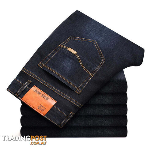 Afterpay Zippay Blue black / 4XL-40Classic Men's Large Size Jeans Fashion Business Casual Stretch Slim Black Blue Men's Brand Pants