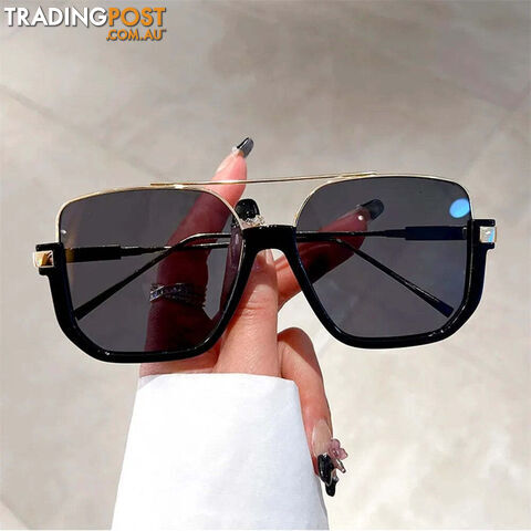 Afterpay Zippay Black-Gold BlVintage Oversized Sunglasses Fashion Men Women Square Shades Eyewear Trendy Ins Popular Brand Design UV400 Sun Glasses