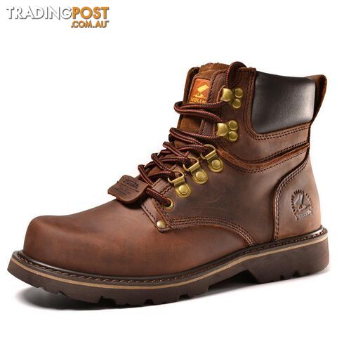  Brown / 9.5men Martin boots. Fashion first layer of leather men's boots, high- tooling boots man