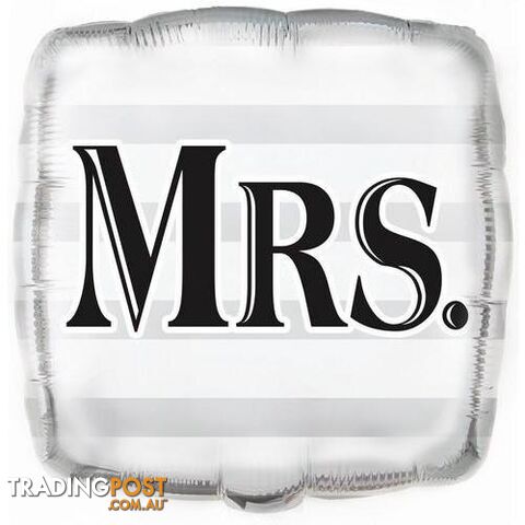Wedding Mrs Square 45cm (18) Foil Balloon Packaged - 011179539789