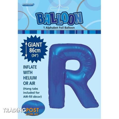 Royal Blue R Alphabet Foil Balloon 86cm (34) - 9311965483878