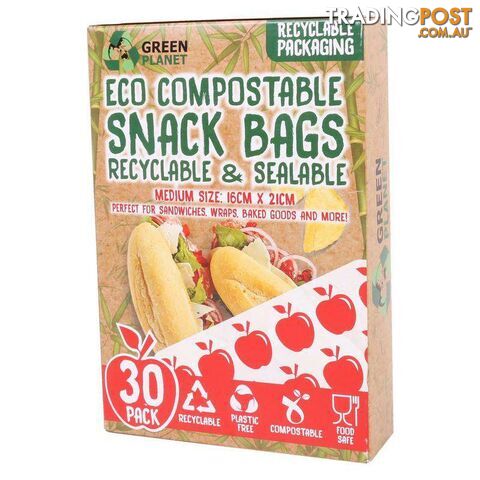 Compostable Snack Bags Medium 30 Pack - 9328644054427