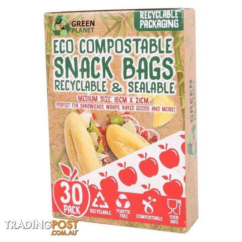 Compostable Snack Bags Medium 30 Pack - 9328644054427