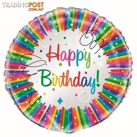 Rainbow Ribbons Happy Birthday 45cm (18) Foil Balloon Packaged - 011179495771