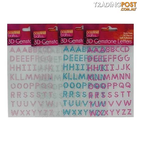 3D Gemstone Letters Stickers Pack of 4 - 900019