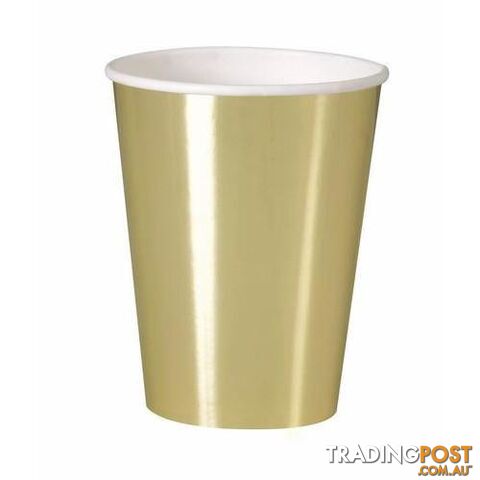 Gold Foil 8 x 355ml (12oz) Paper Cups - 011179322961