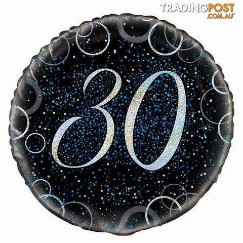 Glitz Blue 30th Birthday 45cm (18) Foil Balloon Packaged - 011179558087