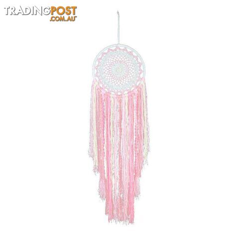 Crochet Dream Catcher with Braids 27cm - Pink - 800262