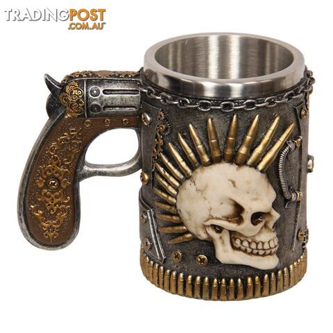 Skull Gun Handle Stein 14 cm - 9319844609913