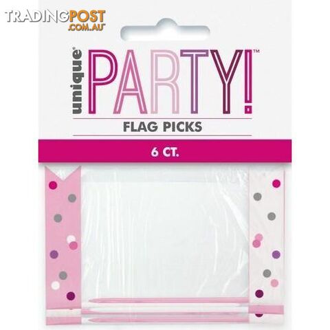 Pink 6 Flag Picks 9cm (3.5) - 011179839278