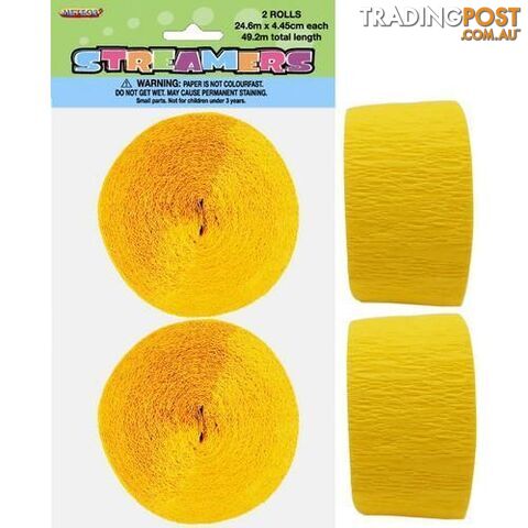 Crepe Streamers Sunflower Yellow 2 x 24m (81ft) - 9311965630753