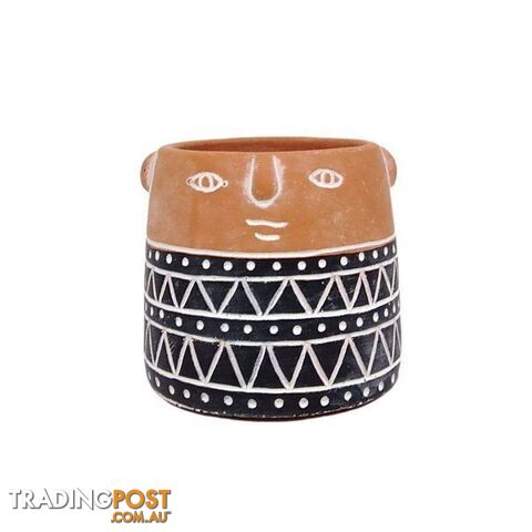 Medium Terracotta Pot with Face - 9328644059033