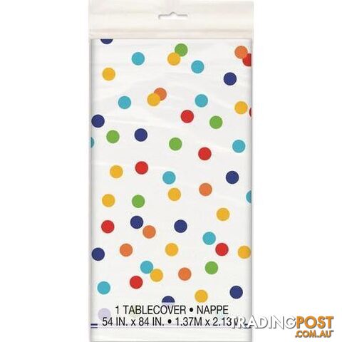 Rainbow Polka Dot Printed Tablecover 137cm x 213cm (54 x 84) - 011179582532