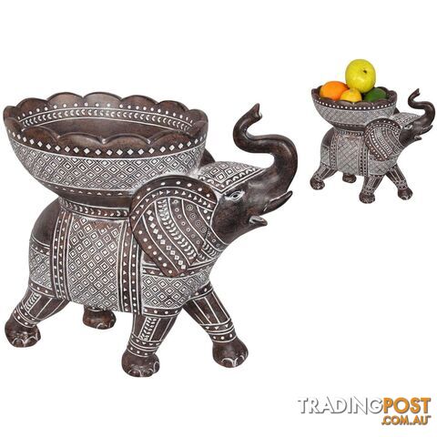 Brown Boho Elephant with Bowl 30cm - 9319844623513