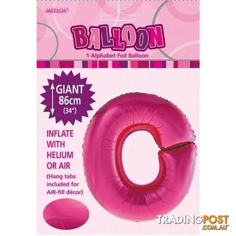 Hot Pink O Alphabet Foil Balloon 86cm (34) - 9311965431442