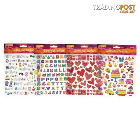Glitter Foil Celebration Stickers Pack of 4 - 900017